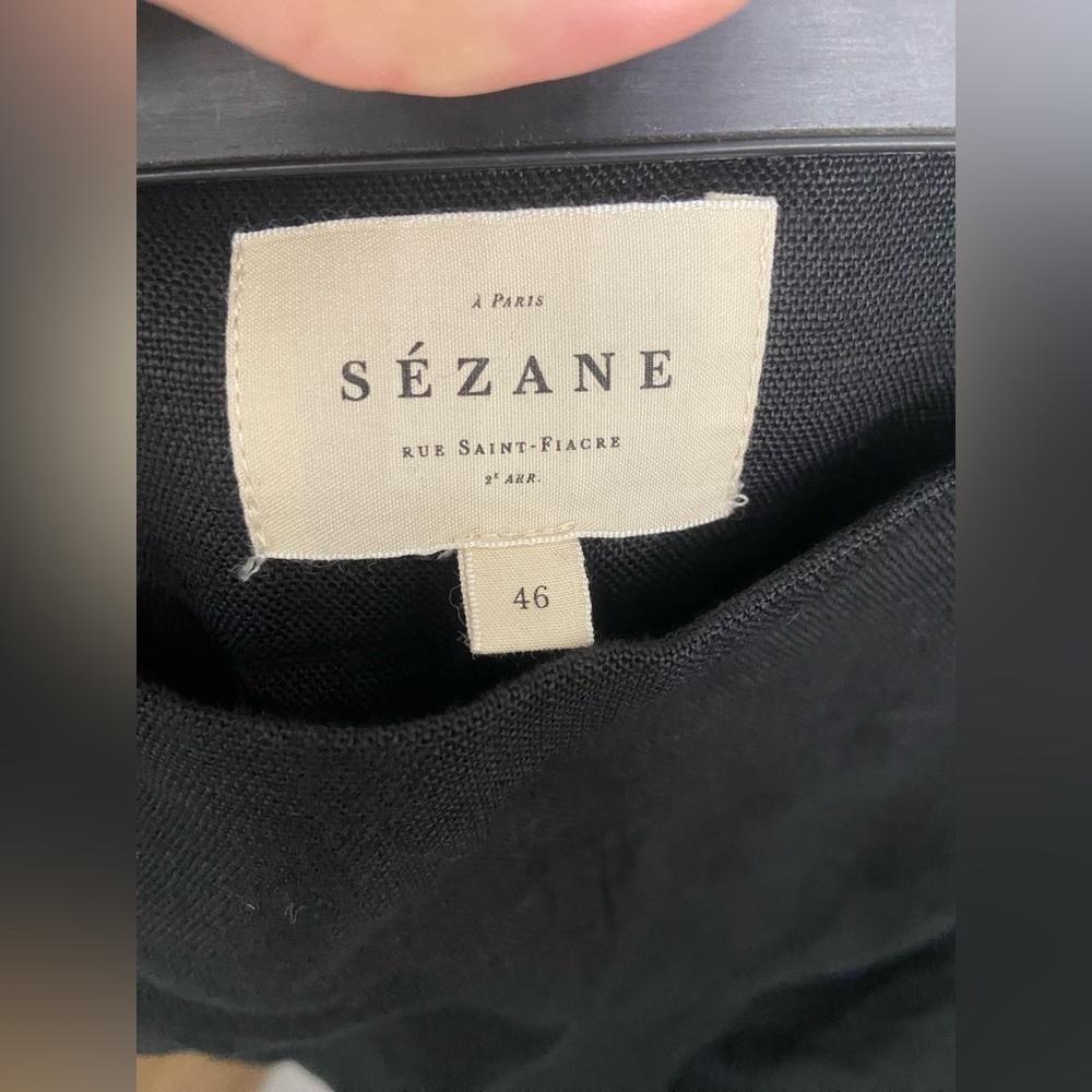 Sezane Jenson Linen Straight Leg Pants Black Size FR46/US 14 - Picture 6 of 8